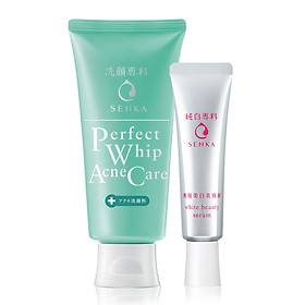 Bộ đôi Senka sạch mụn hỗ trợ trị thâm (Sữa rửa mặt hỗ trợ trị mụn Senka 100g + Serum Senka dưỡng trắng da 35g)