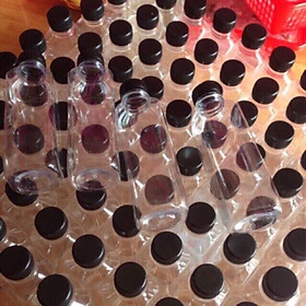 10 Chai nhựa nắp đen đựng trà sữa, trà thái, sữa chua 350ml
