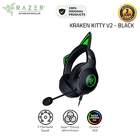 Tai nghe có dây choàng đầu Razer Kraken Kitty V2-USB Headset with RGB Kitty Ears_Mới, hàng chính hãng