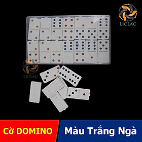 Hộp đồ chơi bộ cờ Domino giá rẻ màu Trắng Ngà có hộp đựng cờ