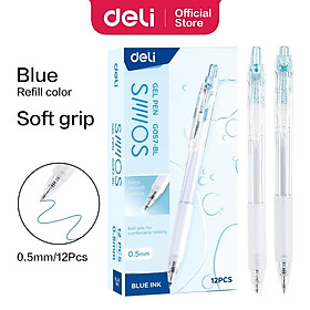 Bút Bi Nước Mực Gel Bấm Ngòi 0.5mm Deli - Thiết Kế Vỏ Trong Suốt Phù Hợp Văn Phòng Sinh Viên Học Sinh Ghi Chép Sổ Tay - A057B