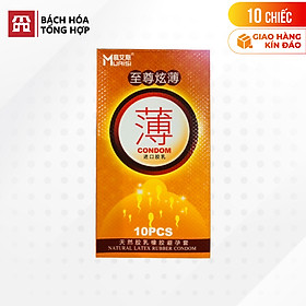 Hộp 10 cái Bao cao su Muaisi Cam - Siêu mỏng, hương dâu