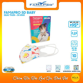 [HỘP - FAMAPRO 5D BABY] - Khẩu trang y tế trẻ em kháng khuẩn 3 lớp Famapro 5D Baby (10 cái/ hộp) - 1 HỘP