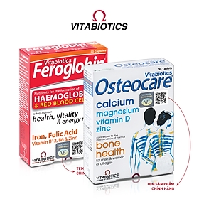 Bộ Sản Phẩm Vitabiotics OSTEOCARE Giúp Xương Chắc Khỏe 30 Viên Và FEROGLOBIN B12 Bổ Sung Sắt 30 Viên