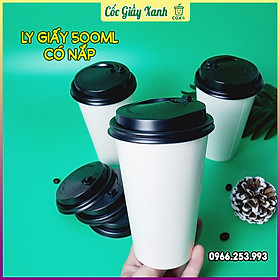 Mua Combo 50 CỐC GIẤY XANH 500ml CÓ NẮP BẬT Dùng Để Bán Cafe  Trà Sữa Cứng Cáp  Kín Kẽ  Dày Dặn