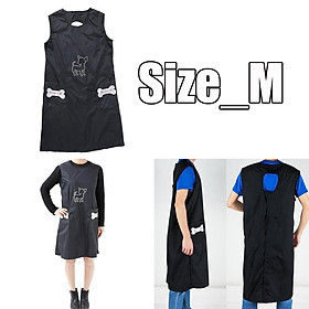 Size_M Black Pet Grooming Apron Workwear Smock Clothes for Pet Shop Nylon
