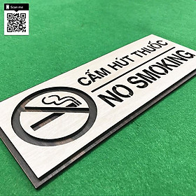 Bảng báo cấm hút thuốc (no smoking) bằng gỗ 12x30cm