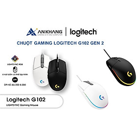 Mua Chuột Gaming có dây Logitech G102 Gen 2 Lightsync- Màu Đen/Trắng - 6 nút lập trình - led RGB LIGHTSYNC - 8000 DPI- Hàng Chính Hãng