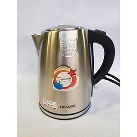 Ấm Bình Đun Siêu tốc Inox Cao cấp 1,7 Lít, 1850W. Tự ngắt, Rơ le Chống cạn Hasuka HSK177 - Hàng Chính Hãng