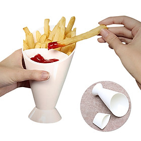 Portable French Fries Holder 2 In 1 French Fry Cup Set Ketchup Snack Cup 2 Slots Cone-shaped Dipping Cups