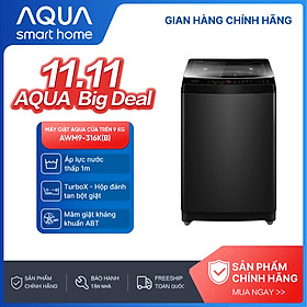 Máy giặt Aqua 9 kg AWM9-316K(B) - Bảo hành 2 năm - Hỗ trợ lắp đặt - Hàng chính hãng