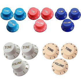 3-8pack 1 Volume & 2 Tone Control Switch Knobs for ST Sq Electric Guitar Beige