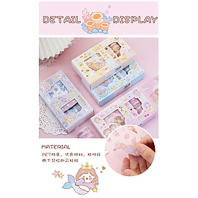 Hộp Washi Tape Trang Trí Sổ Tay set 5 Cuộn Băng Dính Và Bộ Hình Dán Sticker Siêu Kute