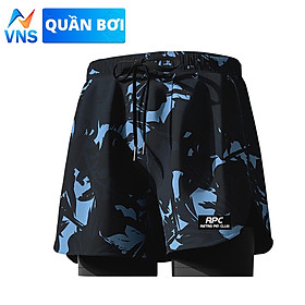 Quần bơi nam 2 lớp cao cấp, quần thể thao nam YUKE-YK12 (Hàng Chính Hãng) - Đen - XL (52-62kg)