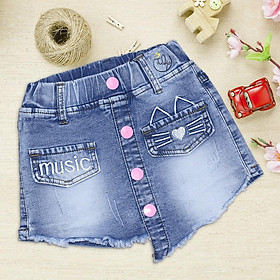 Quần short jean thun giả váy cho bé gái size nhí