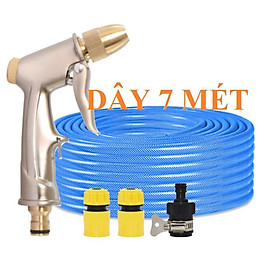 Bộ dây vòi xịt nước ️ , tăng áp 3 lần, loại 7m, 10m 206701-1 đầu đồng,cút,nối đen+ móc khoá