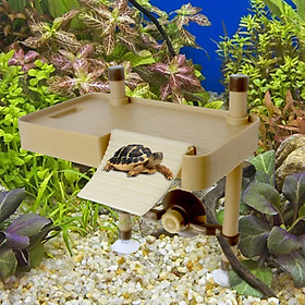 Large Turtle Basking Platform Floating Island W/ Suction Cup Ladder Tortoise Habitat Resting Terrace for Aquarium ,Terrarium Dock Accessories