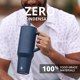 Mua  Hàng chính hãng_Thương hiệu Mỹ  Ly giữ nhiệt Commuter Elemental 1180ml thép không gỉ có tay cầm combo ống hút trân châu