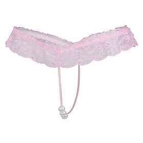 Stylish Women's Transparent Lace Pearl Mini G-string Briefs Panties Underwear T-back