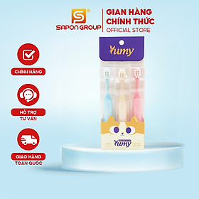 Set 3 chiếc bàn chải YUMY đánh răng trẻ em - Nhỏ gọn, nhiều màu, vệ sinh răng miệng bé an toàn (BC03_123)