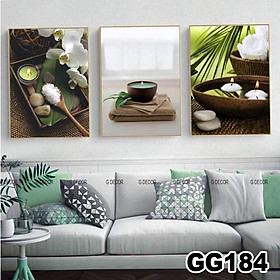 Mua Tranh treo tường canvas 3 bức phong cách hiện đại Bắc Âu 191  tranh hoa lá trang trí phòng khách  quán cà phê  spa