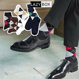 Bộ 5 tất dài đi giày tây cho nam họa tiết quả trám, đì giày oxford giày công sở