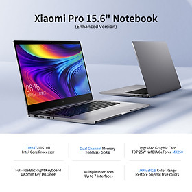 Laptop Xiaomi Pro 15.6 i7-10510U Processor NVIDIA GeForce MX250 Graphic Card DDR4 (16GB/1TB) - Hàng Chính Hãng