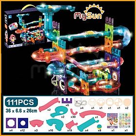 Đồ chơi cầu trượt xếp hình thả bi lăn ánh sáng vật lý cho bé phát triển tư duy trí tuệ MySun