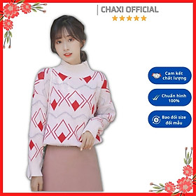 Áo len nữ phom rộng họa tiết đỏ phối kim tuyến dễ thương - DL30264 - Hàng Quảng Châu cao cấp