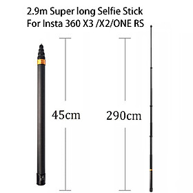 290cm sợi carbon Vô hình phiên bản mở rộng Selfie Stick cho Insta360 x3 / một x3 / một RS Phụ kiện cho GoPro Selfie Stick Color: Golden