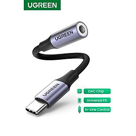 Dây giắc chuyển đổi cổng USB type C sang giắc cắm 3.5mm có chip DAC dài 10cm cao cấp UGREEN 80154 - Hàng chính hãng