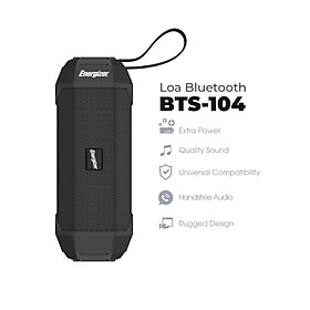 Loa Bluetooth Energizer BTS-104 kiêm sạc dự phòng - Kết nối bluetooth 5.0, Tích hợp micro, hỗ trợ FM radio, thẻ Micro SD, cổng AUX, cổng sạc USB-A - HÀNG CHÍNH HÃNG