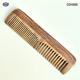 Lược gỗ Bách Xanh bằng đầu 2 loại răng (Size: M - 16cm) COH255 - Chăm sóc tóc