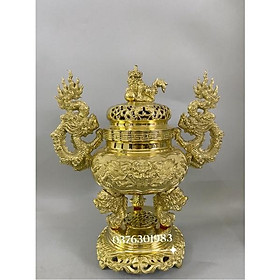 Mua Bộ Lư thờ bằng đồng cao cấp 40cm đúc nổi 3D.bộ đồ thờ bằng đồng nguyên chất đỉnh nặng 6 4kg