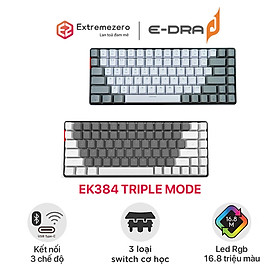 Bàn phím cơ Gaming E-DRA EK384 Triple Mode (Wired/2.4Ghz/Bluetooth) - Hàng chính hãng