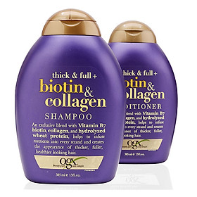 Bộ Dầu Gội Và Xả OGX Thick And Full Biotin & Collagen Của Mỹ 385ml, giảm xơ rối, gãy, rụng, cho tóc dày và suôn mượt - QuaTangMe Extaste