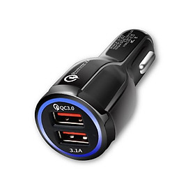 Tẩu sạc nhanh 2 cổng USB Qualcomm 3.1A cao cấp - Bộ chia nguồn 2 cổng USB cho xe ô tô
