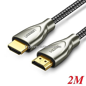 Cáp HDMI 2.0 Ugreen Carbon 2M Chuẩn 4K/60MHz Đầu Cáp Mạ Vàng Cao Cấp - Mã 50108 - Hàng chính hãng