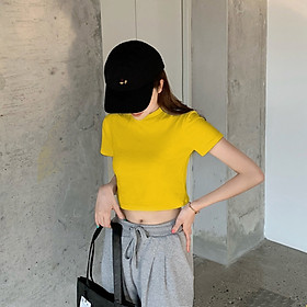 Áo Croptop Ngắn Tay Cổ Tròn Thời Trang Cho Nữ Năm 2020 - VÀNG