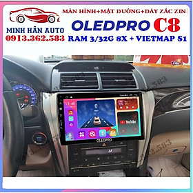 Combo màn hình OLEDPRO C8 kèm mặt dưỡng,dây nguồn cho xe TOYOTA CAMRY 2015-2018