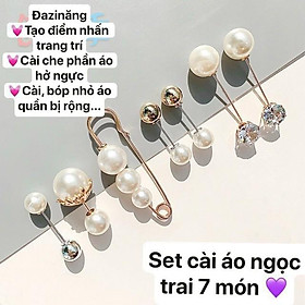 Set cài áo ngọc trai 7 món mẫu mới  hàng có sẵn