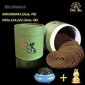 Mua Combo lư gốm xông trầm +1 hộp nhan vòng tặng kèm trụ cắm nhang)