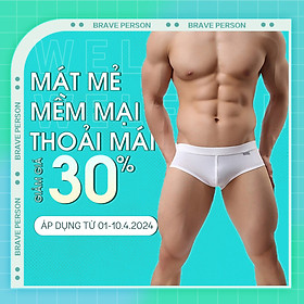 Quần Lót Nam Tam Giác Brave Person B1144 - Chất Liệu Thun Lạnh Co Dãn 4 Chiều Thoáng Mát Mềm Mịn Siêu Kháng Khuẩn - Trắng - S