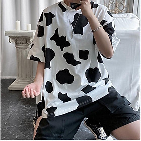 Áo Thun Tay Lỡ Oversize BÒ SỮA Unisex Nam Nữ Form Rộng HOT TREND