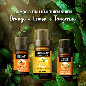 Combo 3 Tinh Dầu Nguyên Chất Nomad: Tinh Dầu Vỏ Cam (10ml) + Tinh Dầu Vỏ Chanh (10ml) + Tinh Dầu Vỏ Quýt (10ml)