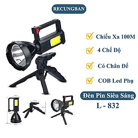 Mua Đèn Pin Cầm Tay Siêu Sáng Có Chân Đế L832 Chiếu Xa 100m  4 Chế Độ Sáng  Đèn Pin Xách Tay Chống Thấm Nước