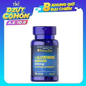 Viên Uống Puritan's Pride L- Glutathione (Reduced) 500mg 30 viên Hỗ Trợ làm trắng Da, Giảm Nám, chậm quá trình lão hóa, Thải Độc gan, tăng cường hệ miễn dịch, nâng cao khả năng thụ thai, bảo vệ tế bào tổn thương.