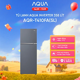 Freeship toàn quốc - Tủ lạnh ngăn đông trên Aqua 358L AQR-T410FA(SL) - Bảo hành 2 năm - Hàng chính hãng