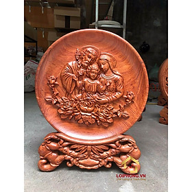Đĩa gỗ trang trí gia đình chúa jesus bằng gỗ hương đường kính đĩa 30 - 35 - 40 cm dày 4 cm