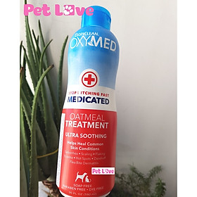 Dầu xả trị đốm đỏ, rụng lông, giảm ngứa trên chó mèo OXYMED Medicated Oatmeal Treatment (Tropiclean, Mỹ)